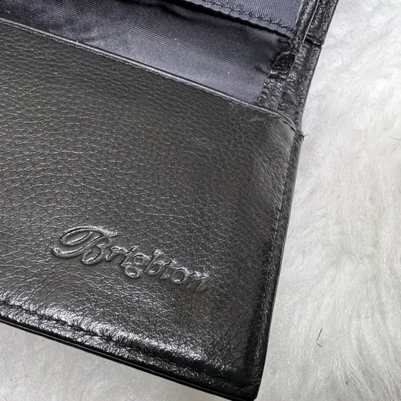 Vintage Brighton Black Pebbled Genuine Leather Croc Trim Clutch Organizer Wallet - Picture 11 of 16